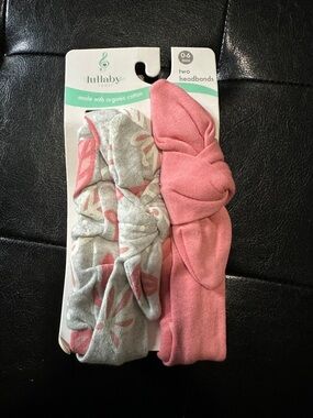 Lullaby Lane Baby Headbands - Pink & Gray Floral (0-6 mos)